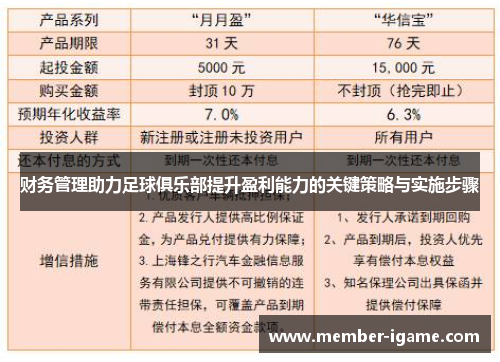财务管理助力足球俱乐部提升盈利能力的关键策略与实施步骤